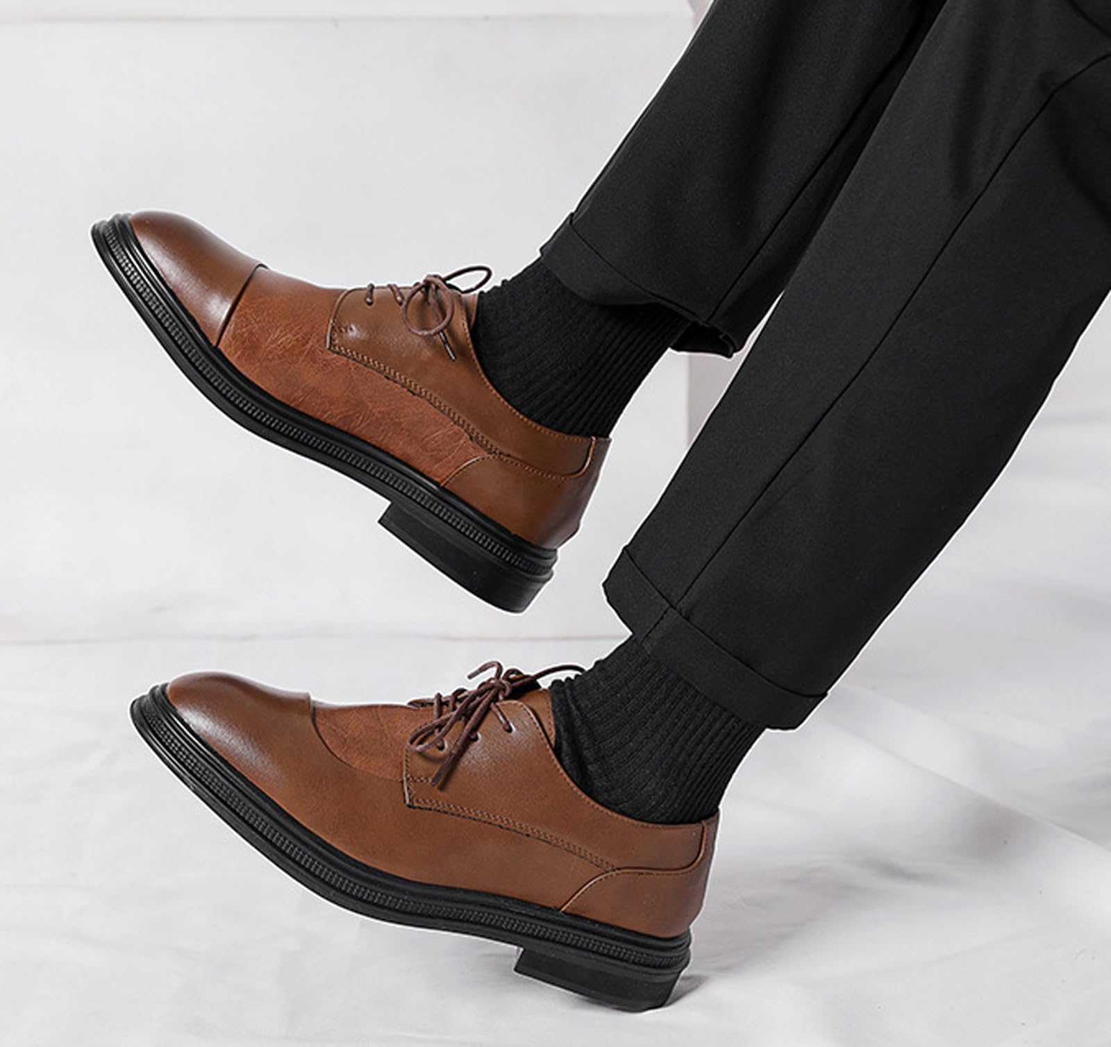 Scarpe Derby Uomo con Suola Spessa Scarpe Formali per Ufficio E Matrimonio