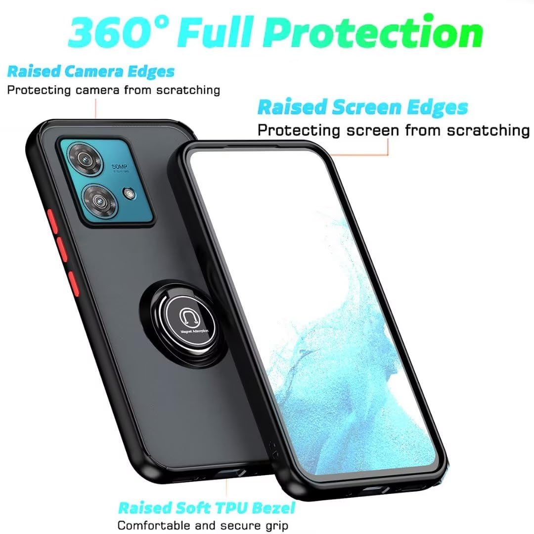 JIAFEI Cover Armor Per Motorola Edge 40 - Custodia Antiurto TPU+PC Con Protezione Scorrevole Per Fotocamera E Anello Supporto 360°, Rosso