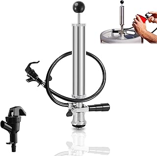 Beer Tap Beer Keg Pump Tap D Type Keg Hand Pump for Sankey Keg, 8" Keg Pump Taps for Beer Keg Party Pump Beer Picnic Tap Keg Tap Pump with Beer Faucet & Beer Line for Homebrew Draft Beer