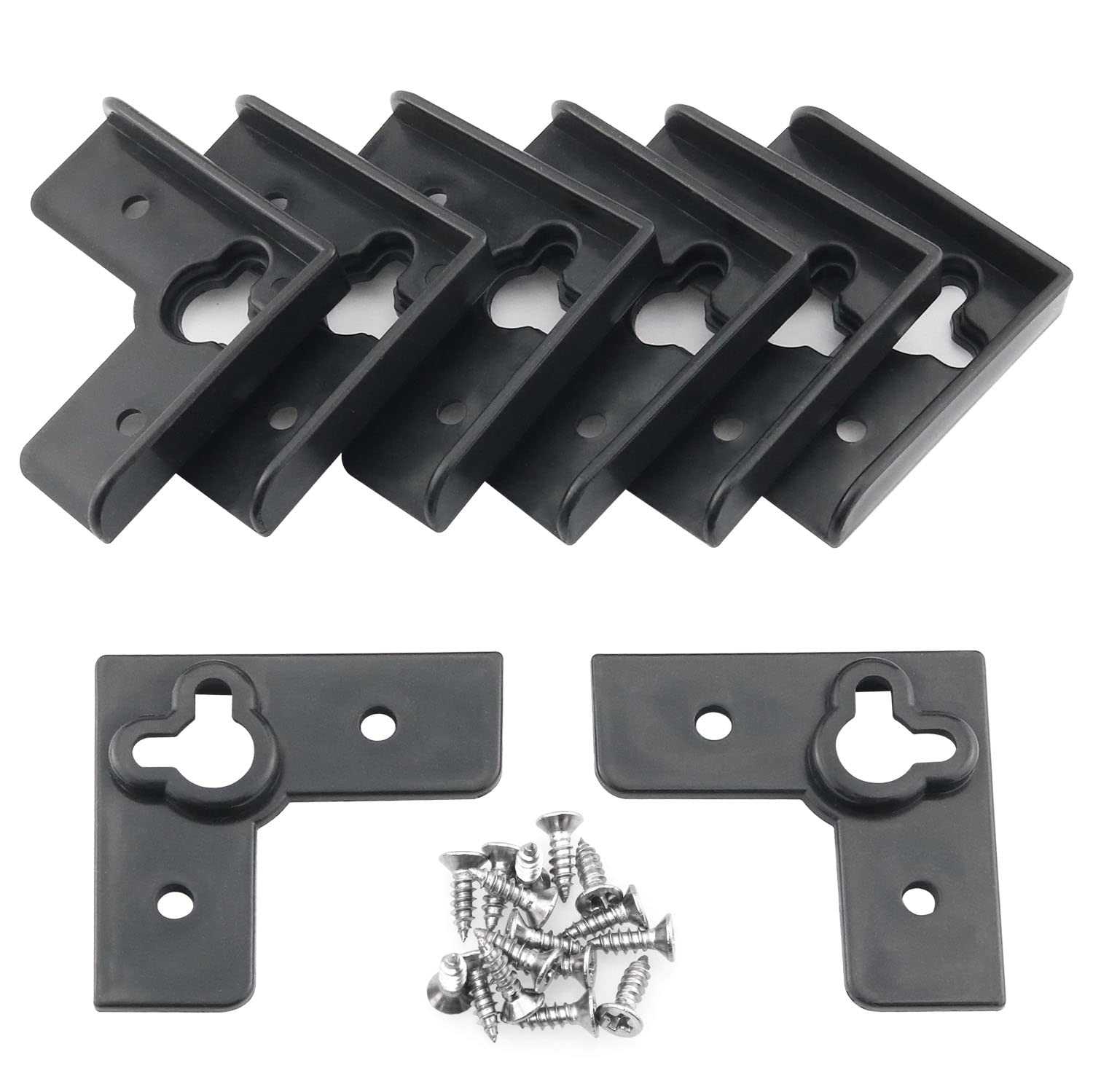 ITROLLE 8PCS Picture Hangers, Black, Minimalist Style, Picture Frame Corner Brackets, Wall Mount, 8 Count