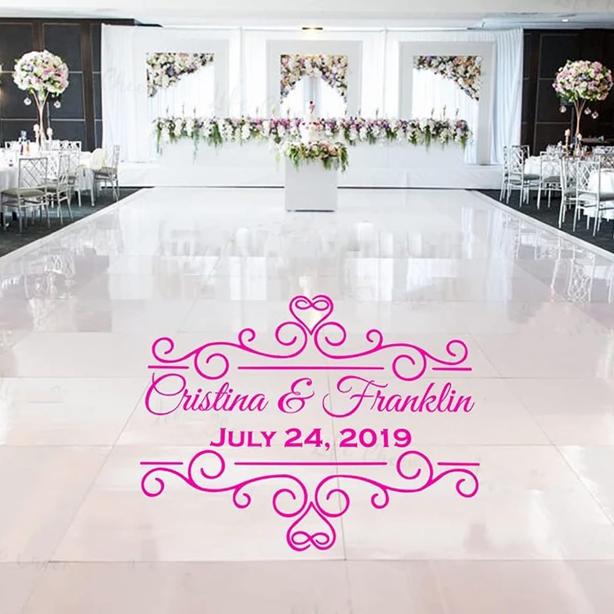 Wedding Dance Floor Decal Banquet Monogram Party Decor Custom Name&Date DIY Wall Sticker Interior Home Decor Anniversary(XL 101x80m)