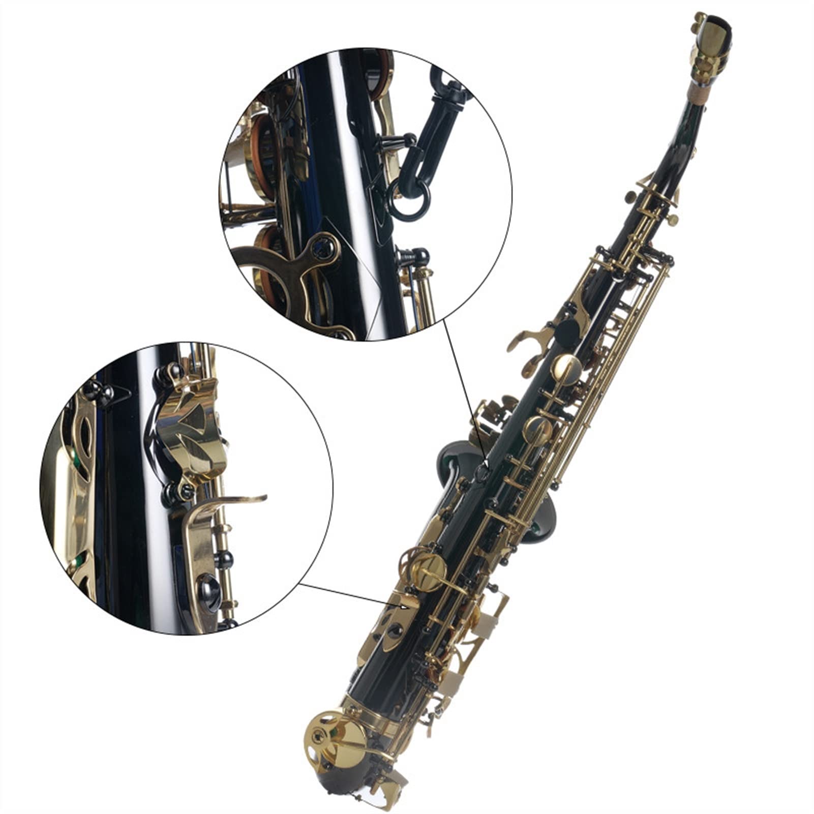 Confezione Completa Chiave in Oro Placcato Nichel Nero Alto E Sassofono Contralto in Ottone Piatto Chiusura a Conchiglia Bianca per Principianti Sax Ottone