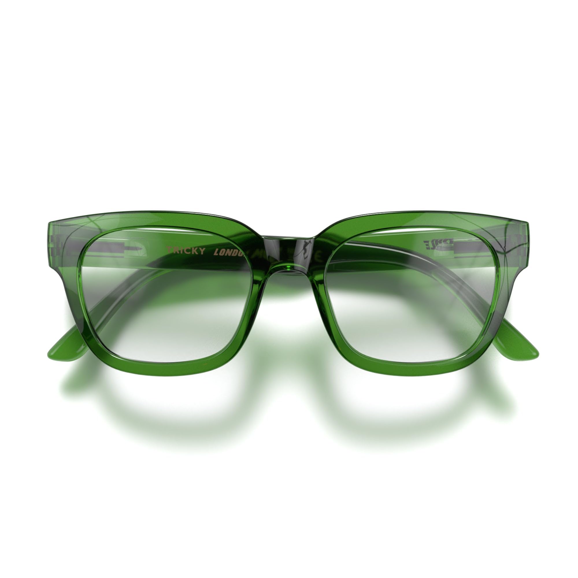 LONDON MOLE® Tricky reading glasses, Gloss Transparent Green