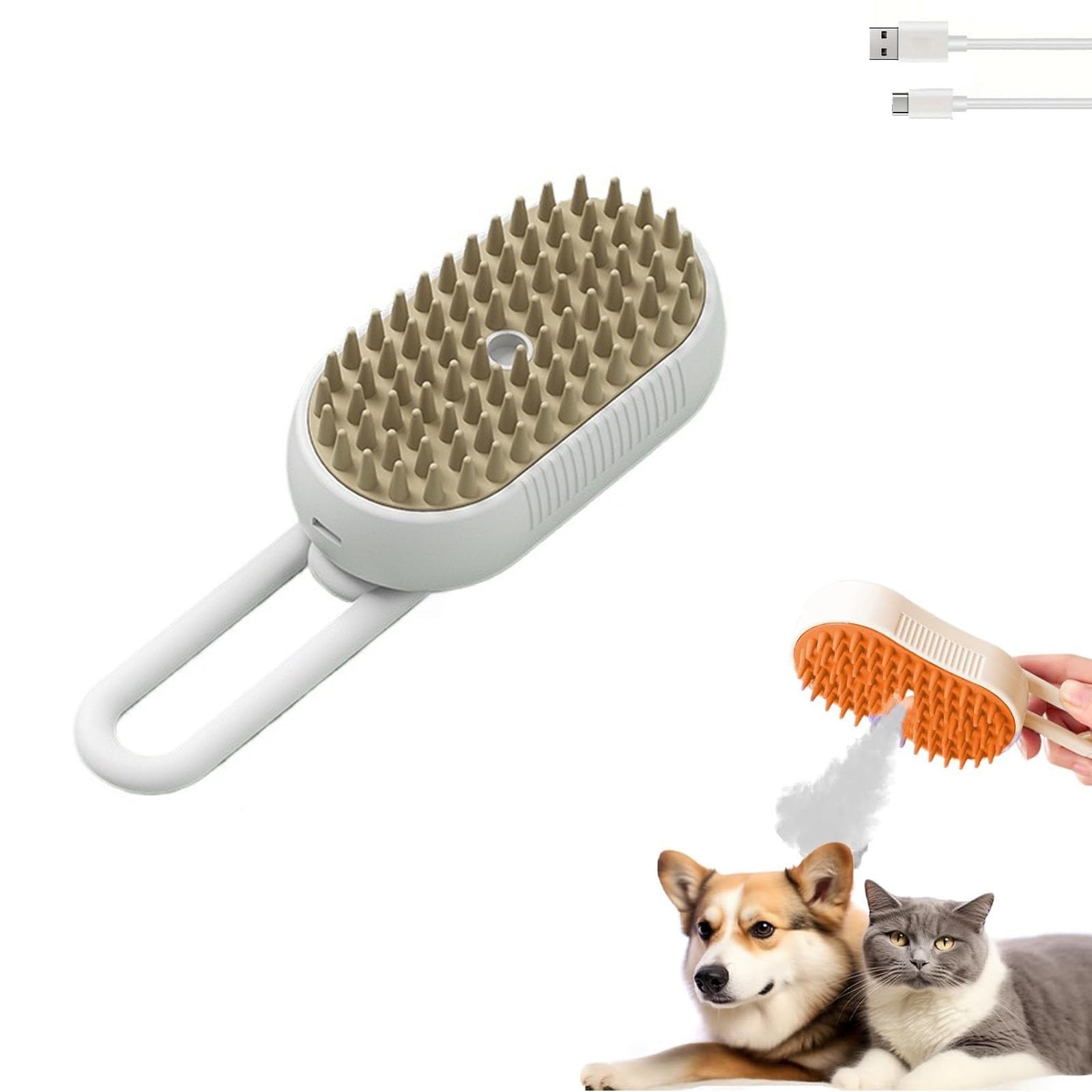 Spritz Defur Peine para gatos y perros, cepillo de vapor para gatos 3 en 1, cepillo eléctrico de masaje para el cuidado de gatos con vapor y pulverizador de agua