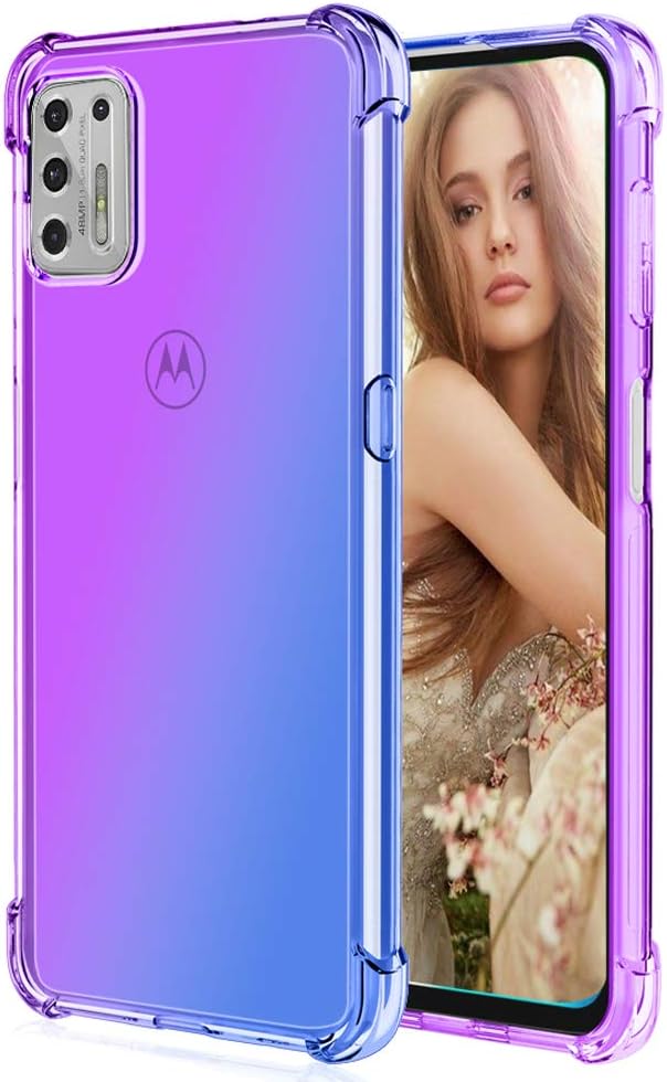 Starhemei for Moto G Stylus 2021 Case, Case for Moto Stylus 2021, TPU Soft Gasbag Shock-Resistant FlexiblePhone Case Cover for Motorola Moto G Stylus 2021 (Purple&Blue)