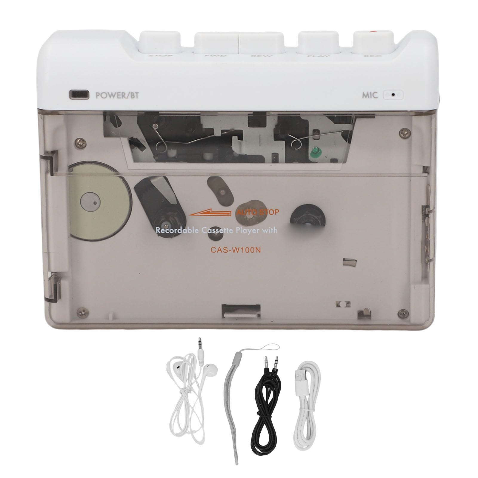 Generic Przenośny Odtwarzacz Kasetowy Bluetooth w Stylu Retro Małe Wsparcie Mikrofon do Nagrywania Słuchawki 3,5 Mm do Domu i Samochodu, materiał ABS Biały 4,7 X 3,6 X 1, Cala