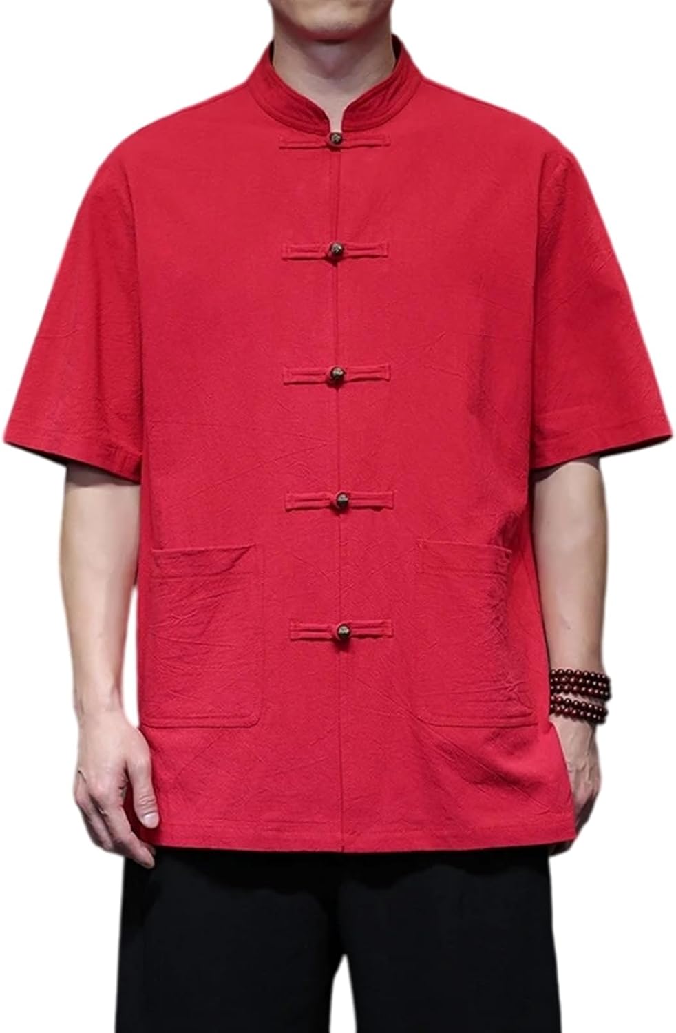 Men's Chinese Style Shirts Traditional Kung Fu Tai Chi Short Sleeve Tang Suit Uniform Shirt