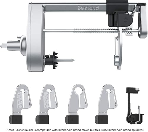 Miniatura 6 de Accesorio espiralizador (5 cuchillas) compatible con batidora de pie KitchenAid, viene con pelar, núcleo y rebanada, cortador de verduras (no el