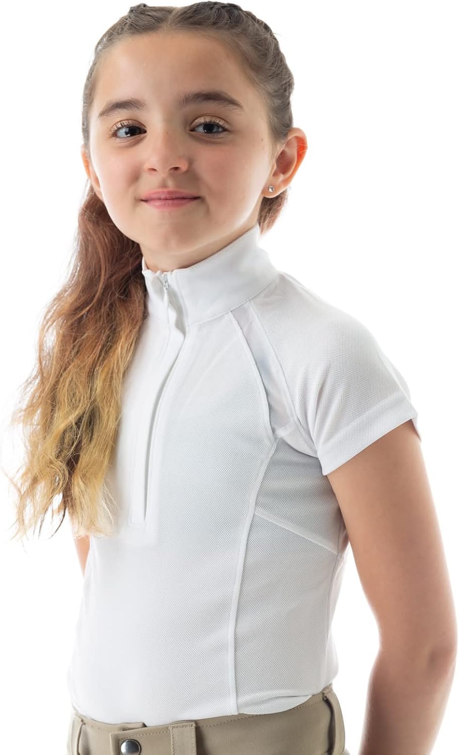Equinavia Lotta Kids Equestrian Show Shirt - Short Sleeved Performance Shirt with Cooling Mesh