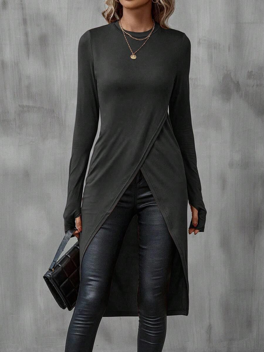 SKAYS High Low Tops for Women, Asymmetrical Tops for Women Long Sleeve, Asymmetrical Hem T Shirts for Women - Image 4