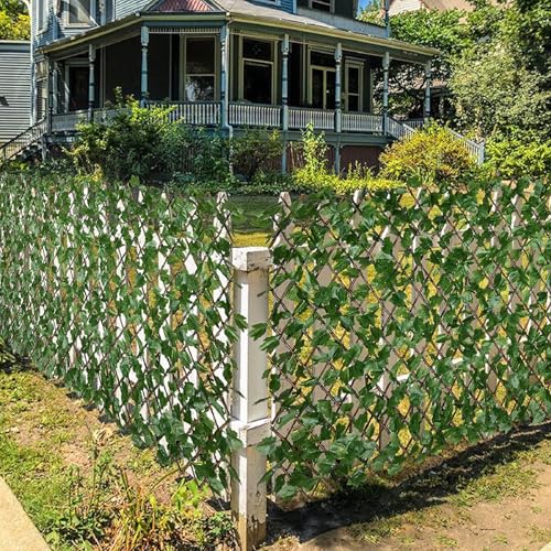 Image of Artificial Grass Trellis with Money Plant Leaves (2 Pieces) Expandable Grass Fence I UV Protected I Outdoor Indoor (Green, 1 Piece is 2.29 Feet x 0.75 Feet, expands to 5 FEET x 1.6 Feet)