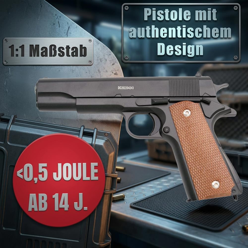Softair Pistole Set Vollmetall <0,5 Jule mit 2000Stück Softair Munition 6 mm Softair G13N Federdruck
