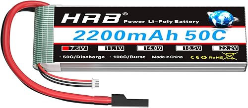 HRB 2S 7.4V 2200mAh LiPo Batería TR Plug 50C 100C Compatible con RC Avión, Helicóptero RC, Coche RC, Camión RC, Barco RC