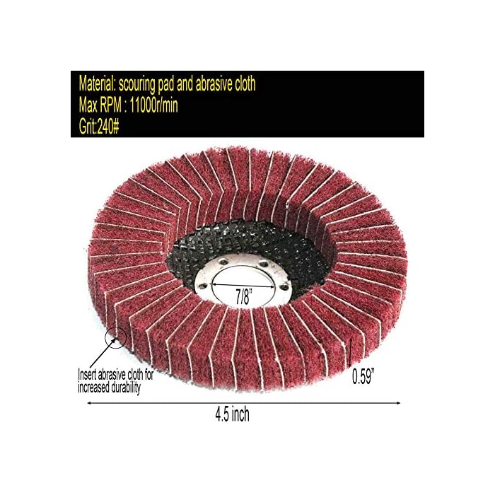 5Pcs 4.5" x 7/8" Nylon Fiber Buffing Wheel Scouring pad Flap Polishing