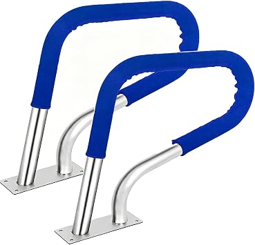 Pool Handrail, 304 Stainless Steel Pool Railing for Indoor/Outdoor Pools, Rust-Proof Pool Safety Railing with Base Plate,Hotel Spa Hand Rail Silver E-2pcs