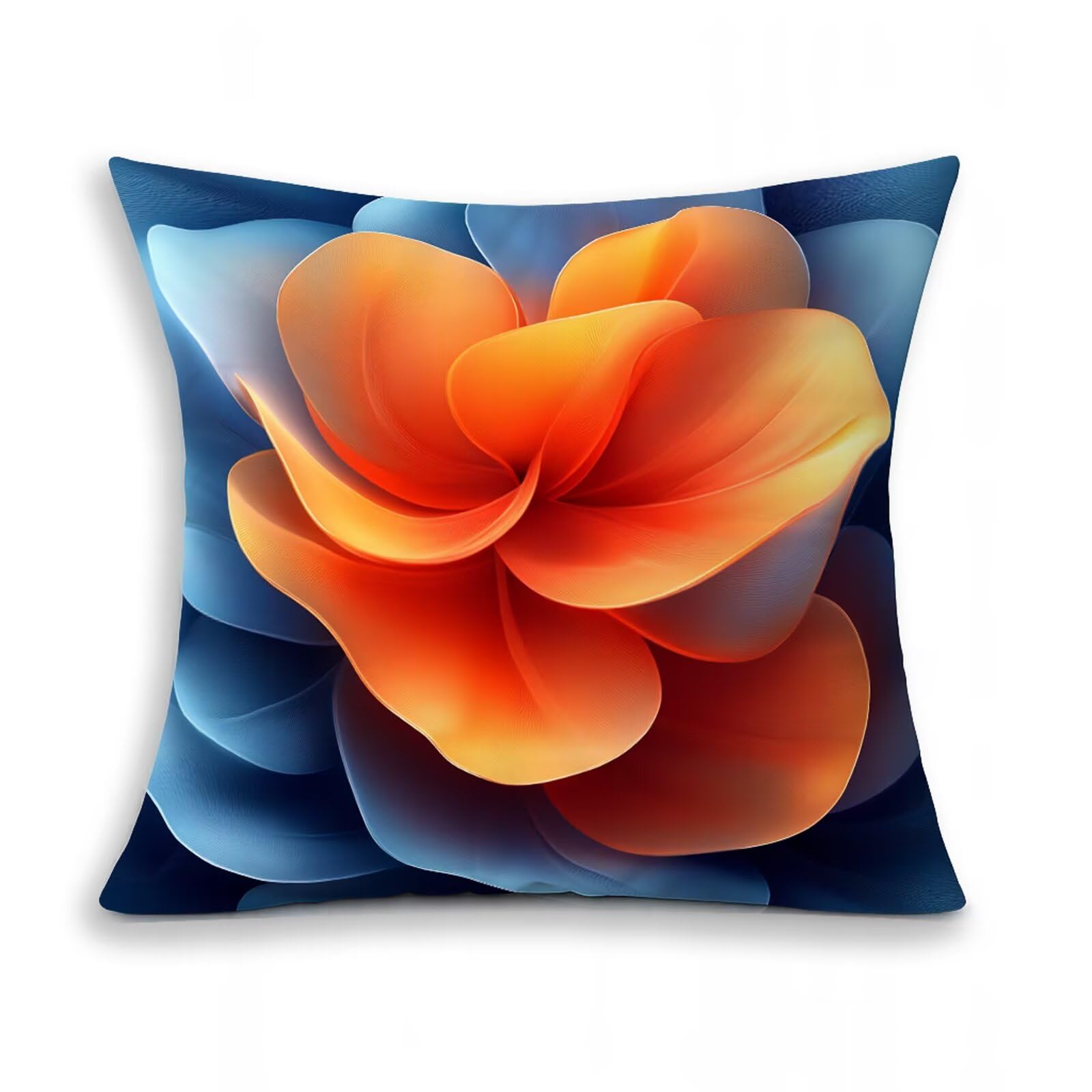 Poszewka na poduszkę kwiatowa, prosta poszewka na poduszkę na sofę 50 x 50 cm, zestaw 4 sztuk, kwadratowa poszewka na poduszkę, miękka poszewka na poduszkę z niewidocznym zamkiem błyskawicznym, na