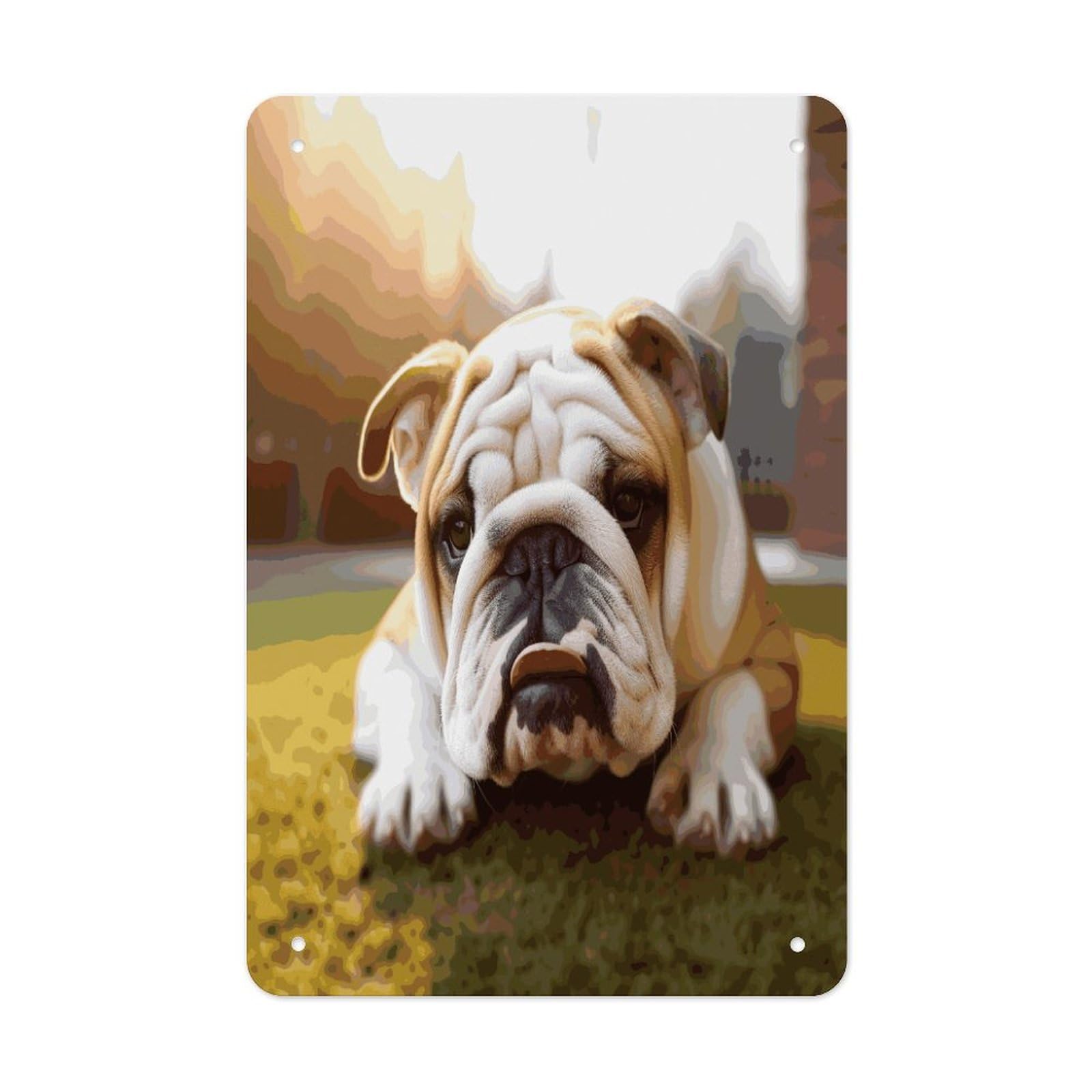 VstaDank Cute Bulldog Puppy Metal Tin Signs Personalized Wall Art Prints Decoration Art Poster Funny Vintage Tin Sign Iron Sheet Painting Metal Signboard Decor Painting for Wall Decor