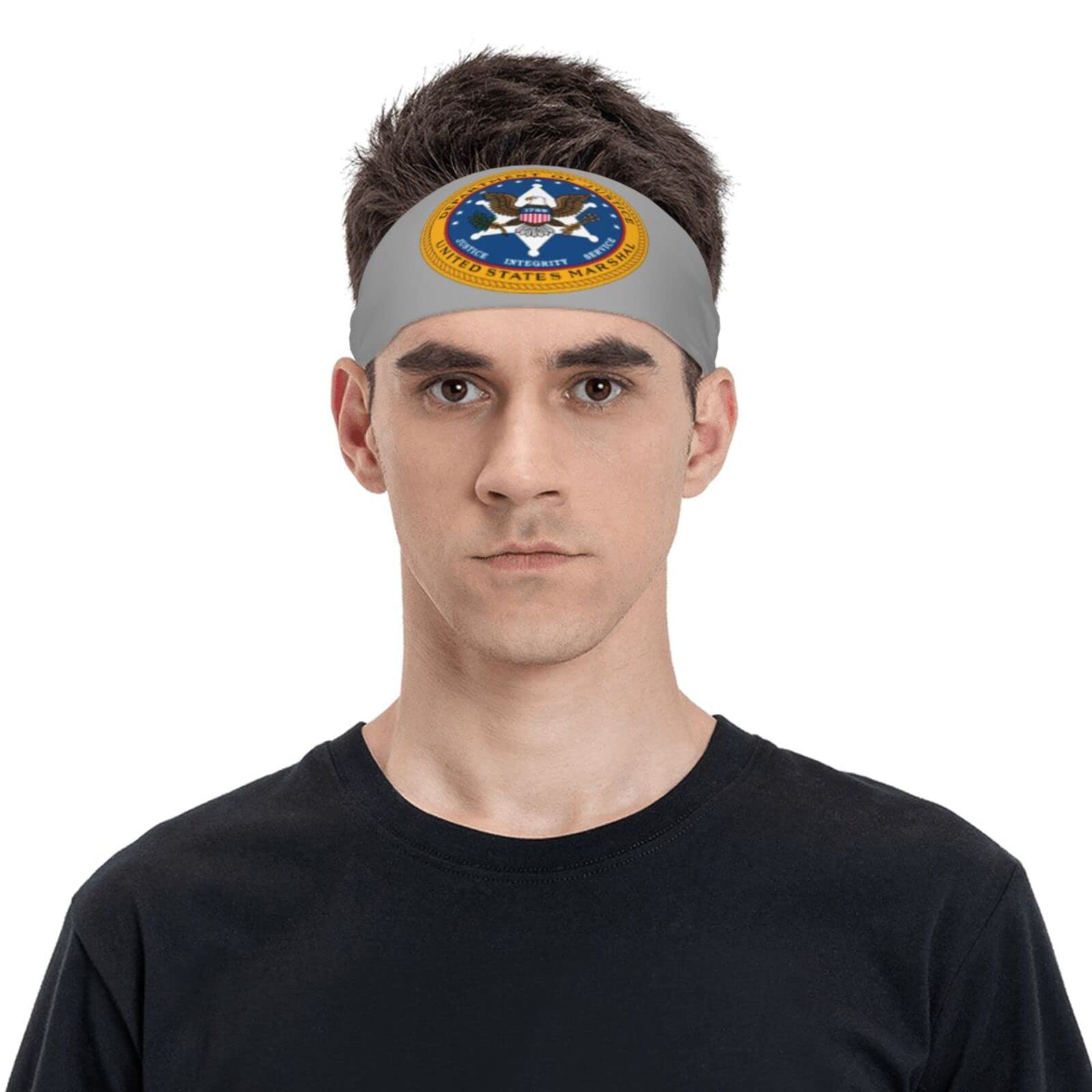 Flag of The United States Marshals Service (Variant) Headband for Men Women Sports Sweatband for Fitness Exercise Moisture Wicking Running Basketball Yoga Hairbands