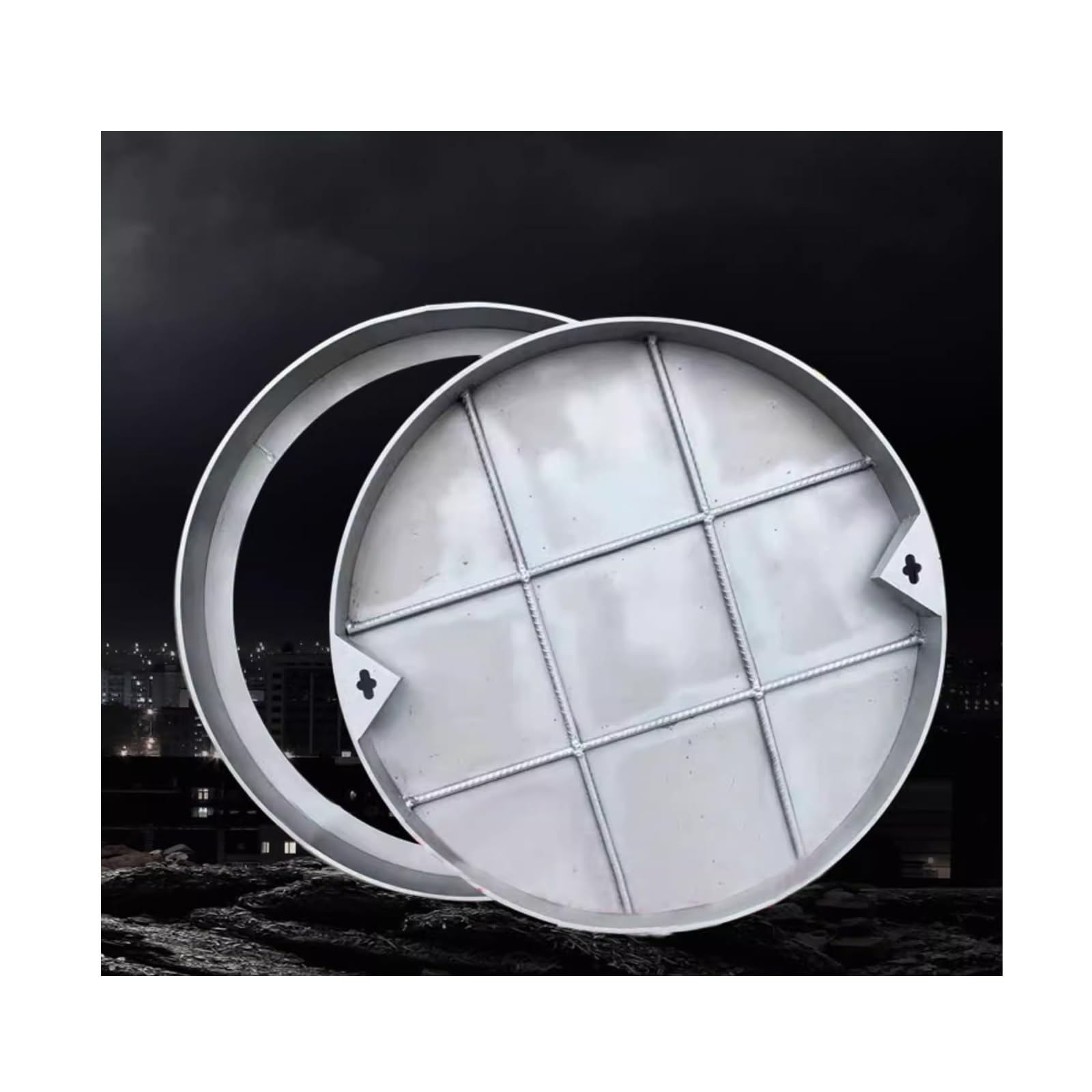 GJMSSMY Customizable Stainless Steel Round Manhole Cover with High Load Capacity (80CM/31.5IN) - Invisible Design for Durability and Strength, Ideal for Outdoor Use