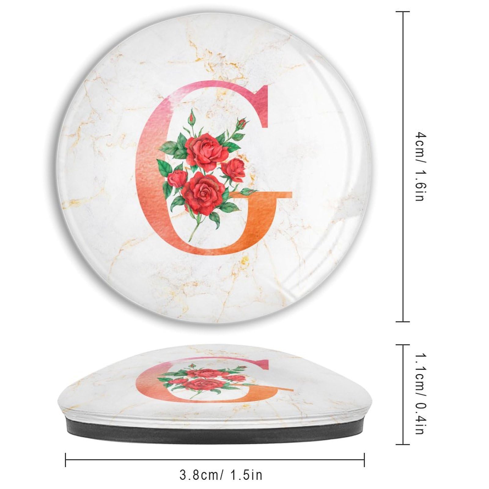 Imanes de nevera con monograma inicial G, pizarra blanca magnética para nevera, alfabeto, rojo, floral, vidrio, pequeños imanes monograma, imanes de nevera, decoración para manualidades,
