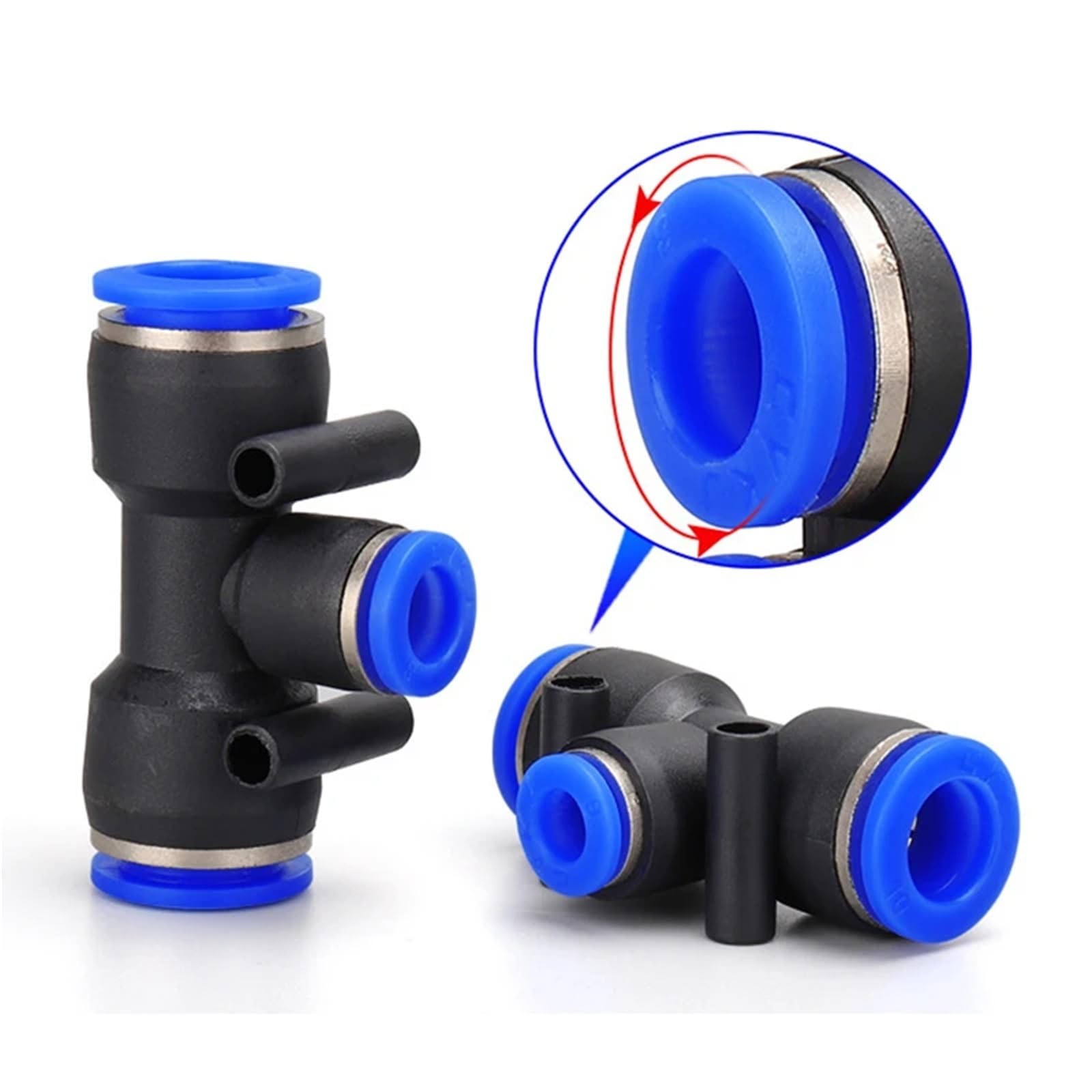 Conectores de polietileno de 4 mm, 6 mm, 8 mm, 10 12 mm, ajuste neumático, conexión rápida, bloqueo deslizante, conector de tubo de manguera de plástico de 3 vías, 10 unidades (PE-14 mm)