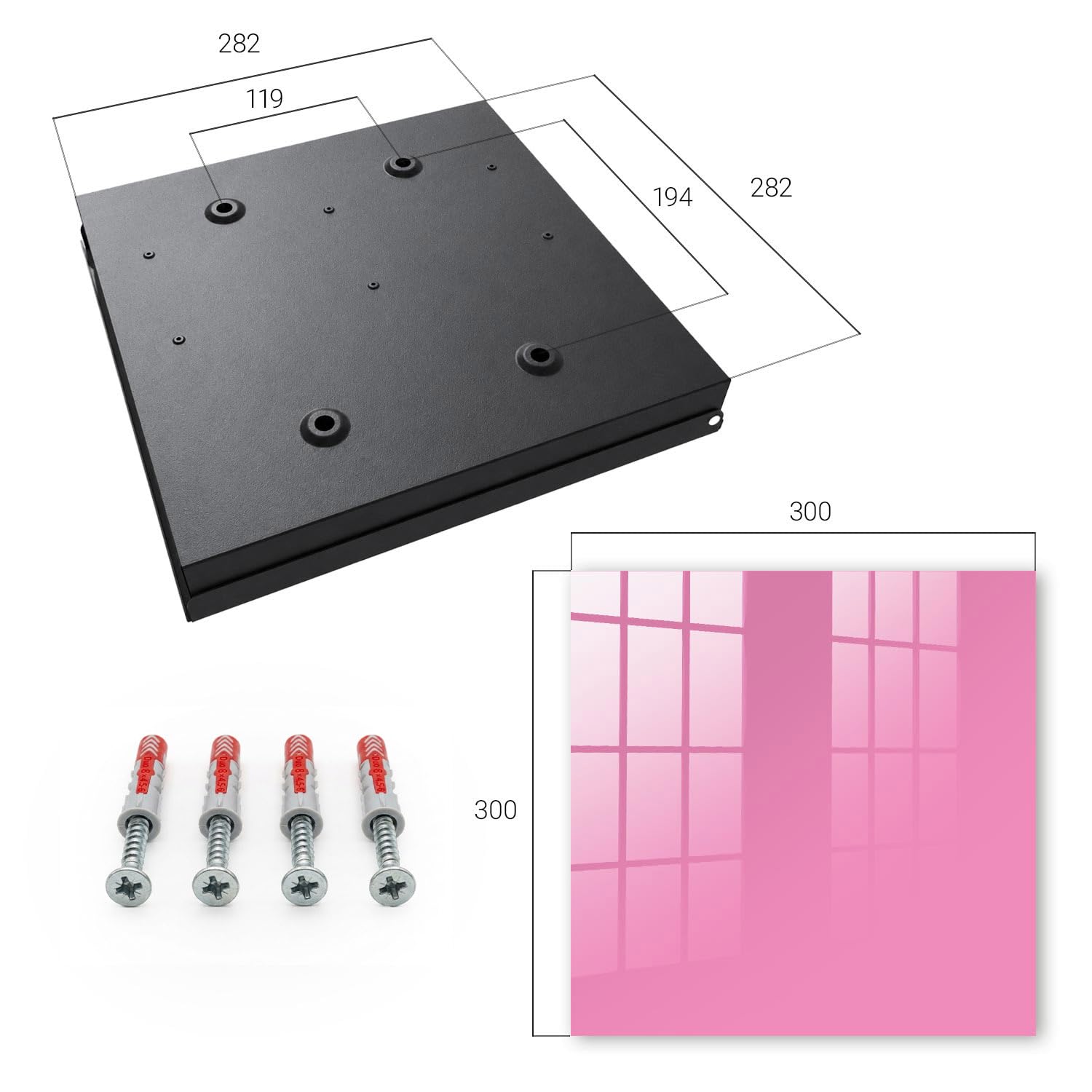 Cassa 30x30 cm rosa freddo Porta Sinistra Nero | Appendiabiti | Bacheca | Vetrinetta | Nicchia | Casellario | Armadio | Gancio | Quadro | Mobiletto | Contenitore | Supporto