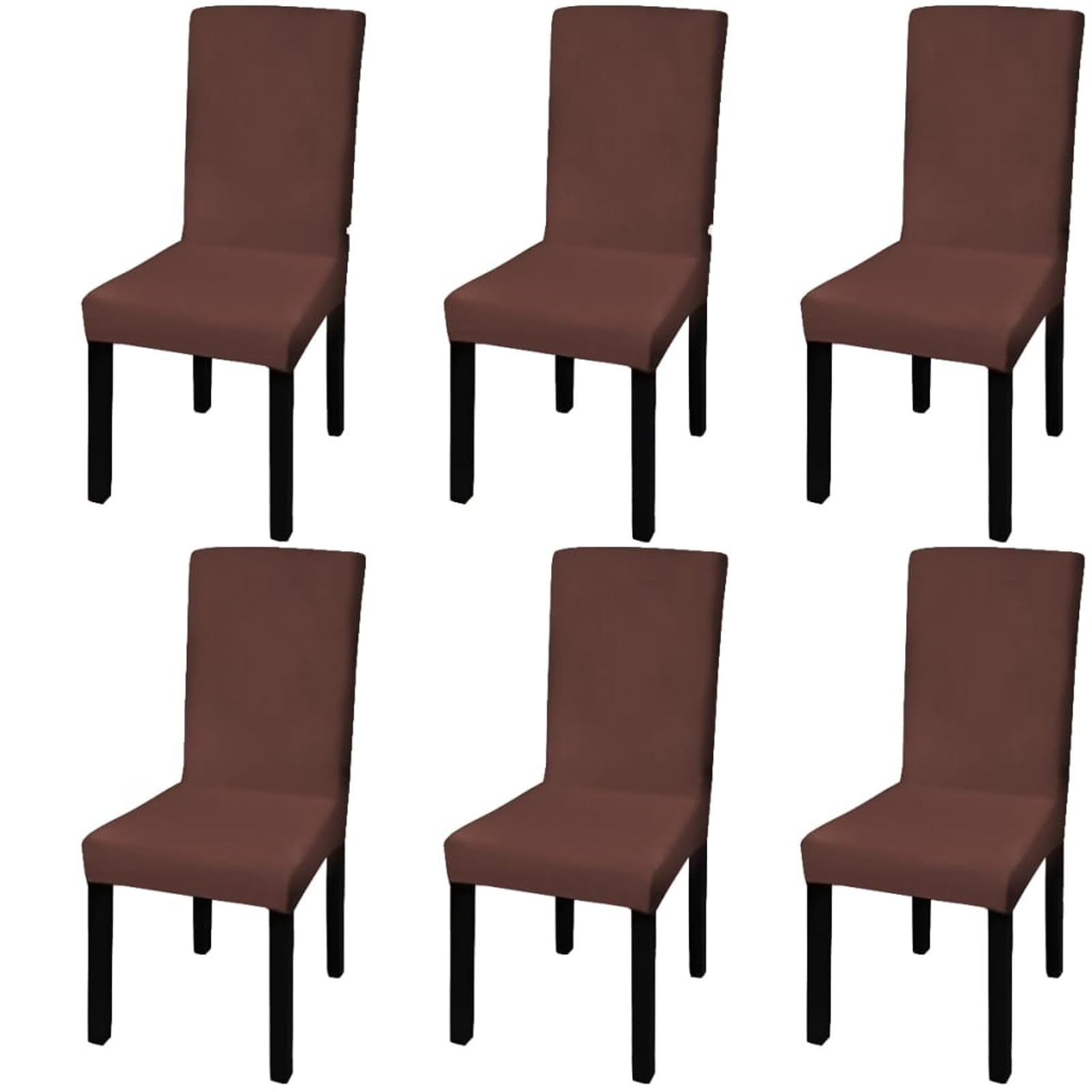 Lot de 6 housses élastiques pour chaises marron de salle à manger