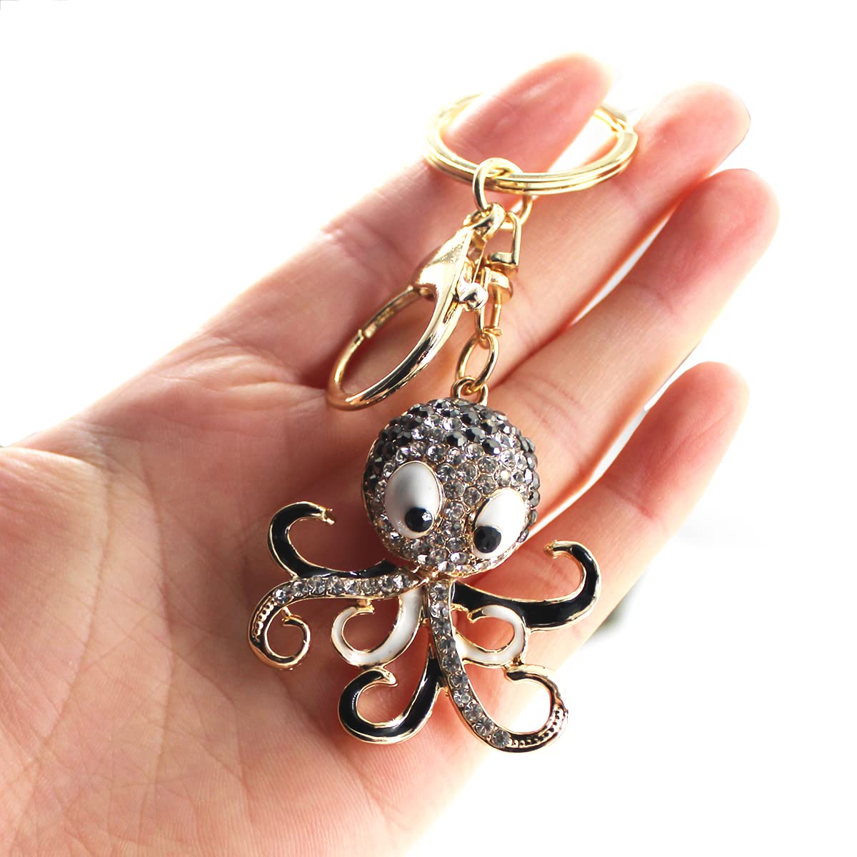 Medifier Stylish Cute Key Chains Keychain for Car Keys for Women Girls Charms Sparkling Keychains Keys Ring with Rhinestone Pendant for Handbag Purse Animal Octopus Shape