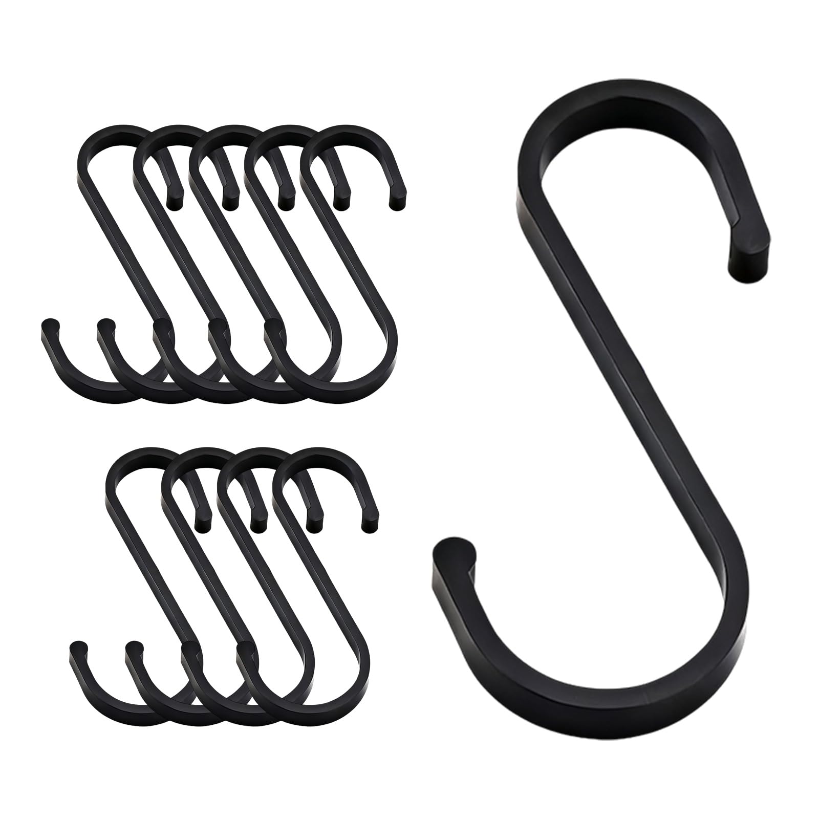 10 Pcs S Hooks Black S Shaped Heavy Duty Hanging Hooks for Bedroom Bathroom Kitchen and Office