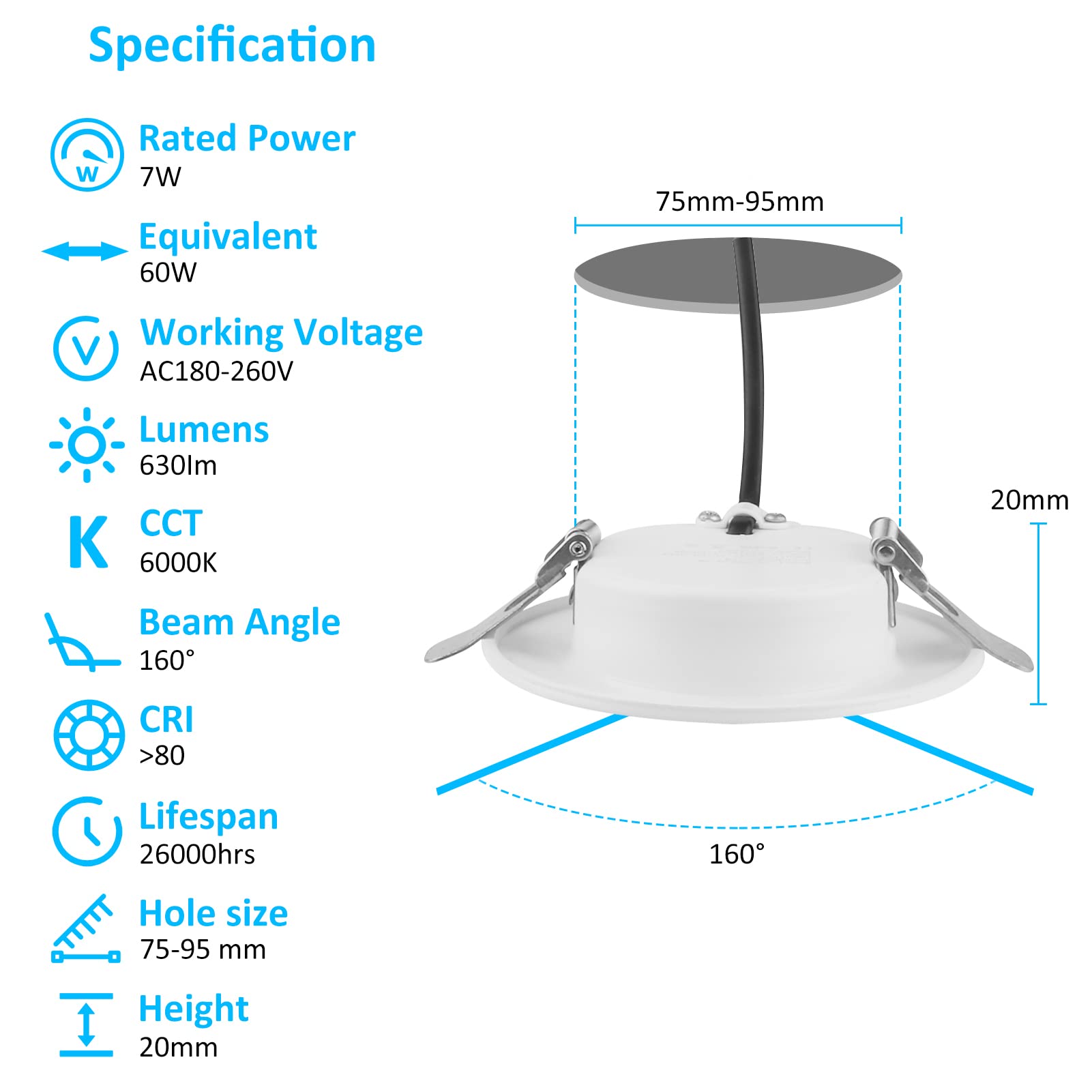 Leselux Spot LED Encastrable 230 V à Intensité Variable, 10 Spots LED IP44 Blanc Chaud, Blanc