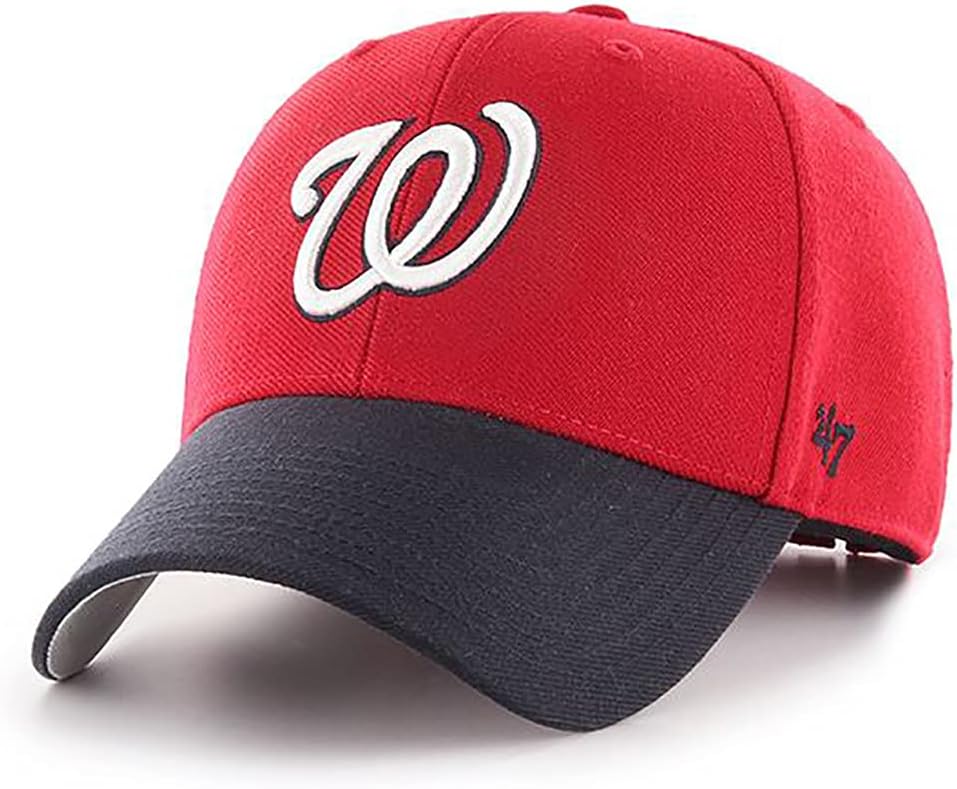 47 MLB Two Tone Primary Logo MVP Adjustable Hat, Adult One Size Fits All (Washington Nationals)