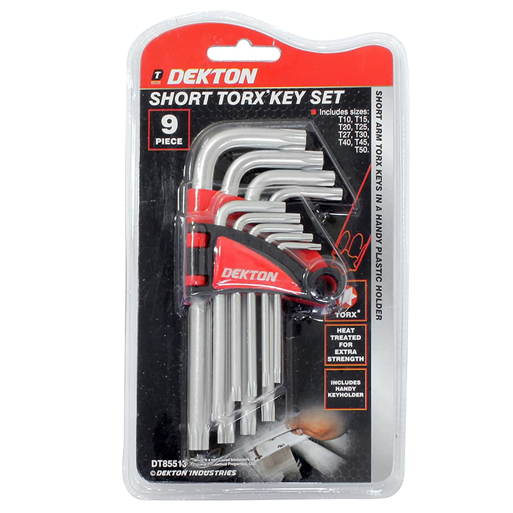 Dekton 9PC Short Torx Hex Key Set, Black/Red - Image 2