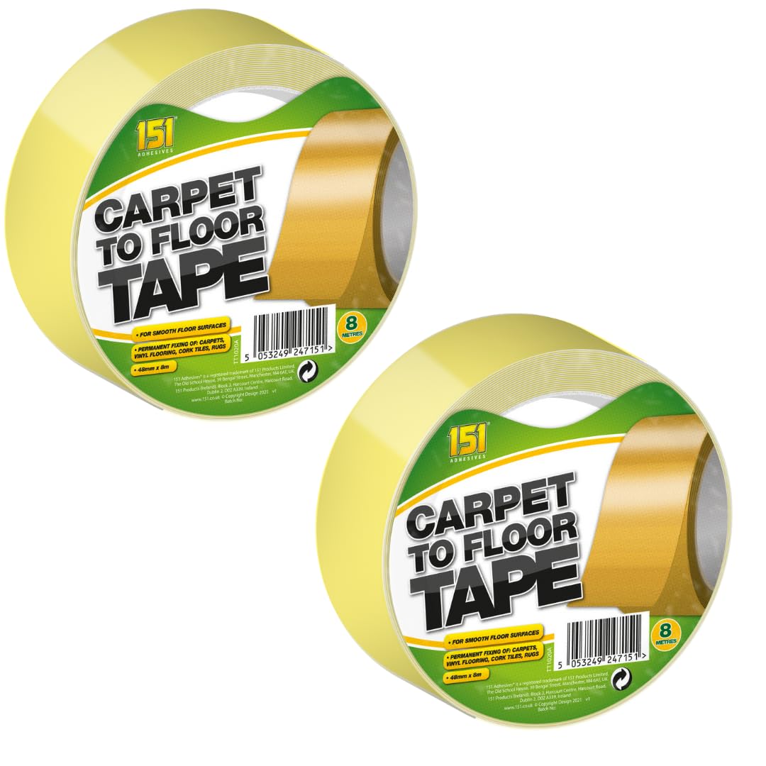 ABL SuppliesDouble Sided Carpet Tape | Carpet to floor tape, Carpet Adhesive Tape & Carpet Tape for Rugs | 2 Pack 16 Metres in Total