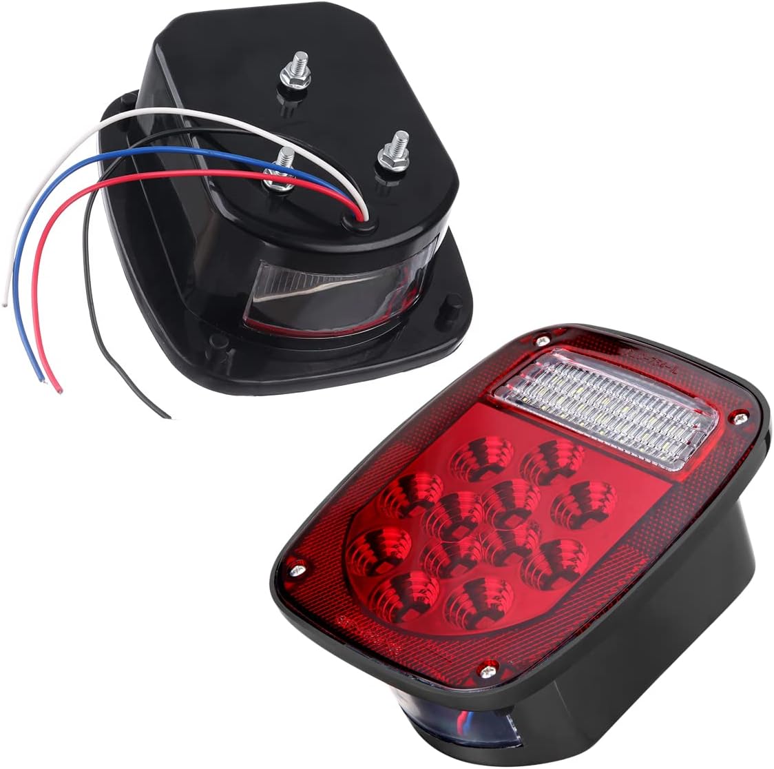 LIMICAR RV Tail Lights, 39 LED Trailer Lights, Red/White Dual Colors Stop Tail Turn Signal Backup Reverse RV Brake Lights for Jeep YJ TJ JK CJ Trailer Truck Caravan