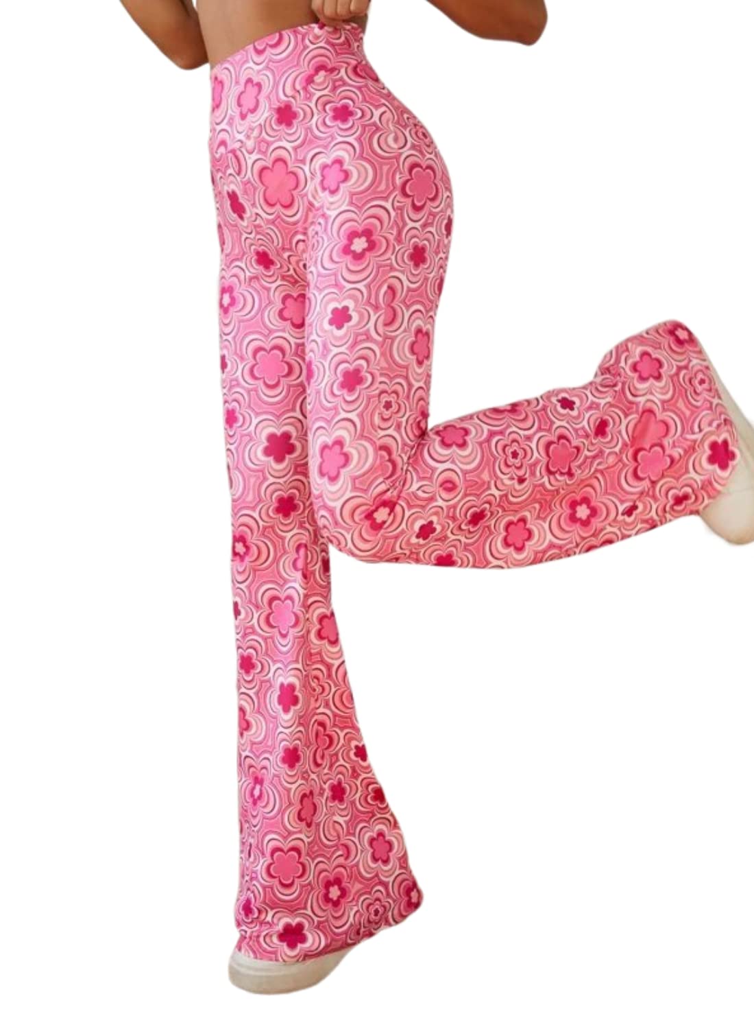 Pantalons Fluide Évasés des Années 70 Femme - Taille Haute Elastique Yoga Leggings Sport Vetement Ete Pantalon Large Disco Pilates Chic Et Elegant Hippie Deguisement Adulte
