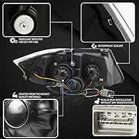 Vista 4 de Autozensation Compatible con BMW E90 serie 3 de 4 puertas Sedán 2006-2008, juego de faros izquierdo + derecho, faros de proyector LED de tira negra