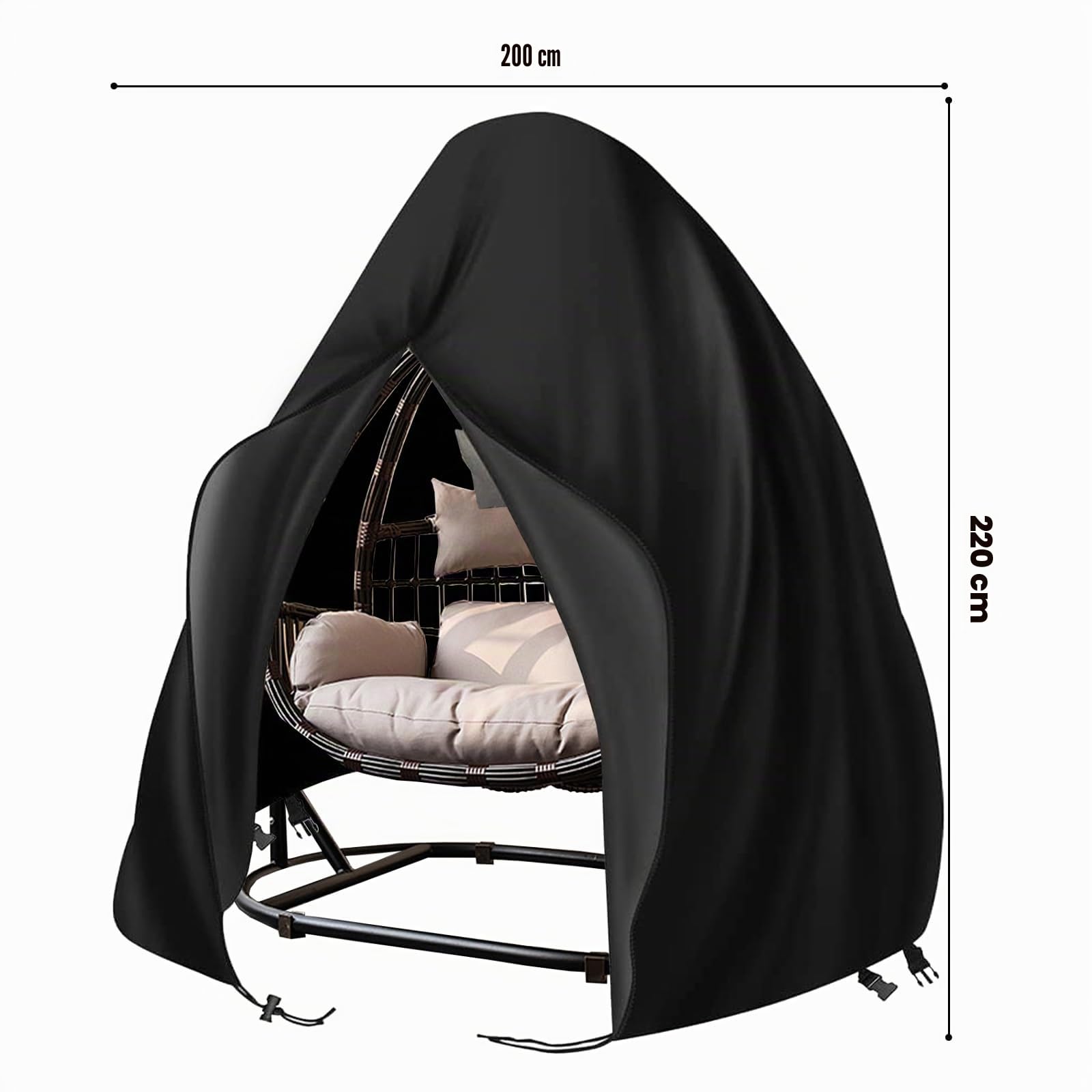 Kovshuiwe Housse de Chaise à Suspendre en Forme d'œuf avec Fermeture éclair en Tissu Oxford 420D imperméable, Anti-UV et Coupe-Vent pour balancelle 158 x 215 cm