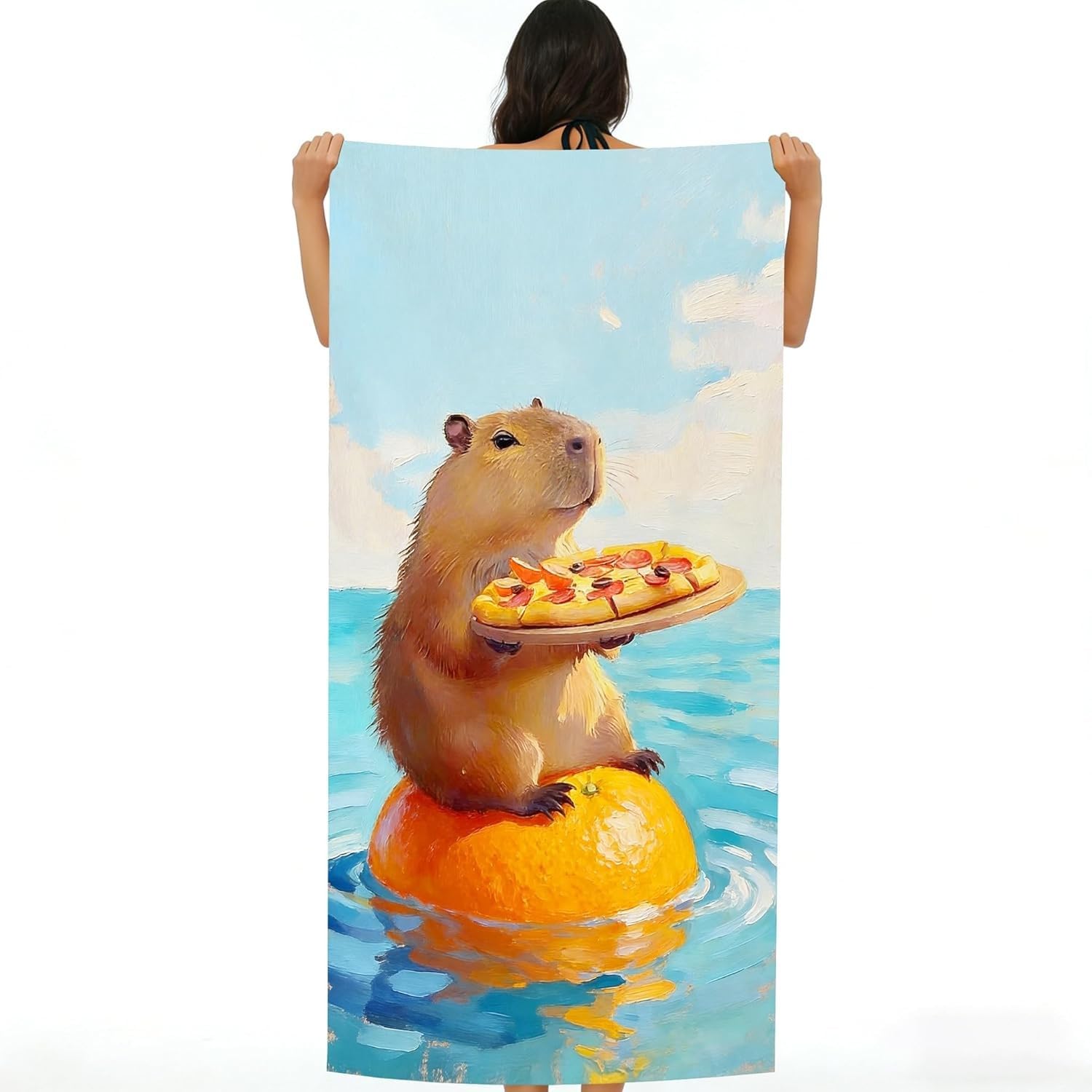 YZQGLHP Ocean Microfibre Beach Towel Pufferfish Beach Bath Towel Quick Drying, Lightweight, Sand-Free, Durable, for Pool, Gym, Camping, Travel Towel 90x200cm