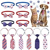 Whaline 12Pcs 4th of July Dog Ties Set Patriotic American Flag Pet Bow Ties Collar & Necktie...