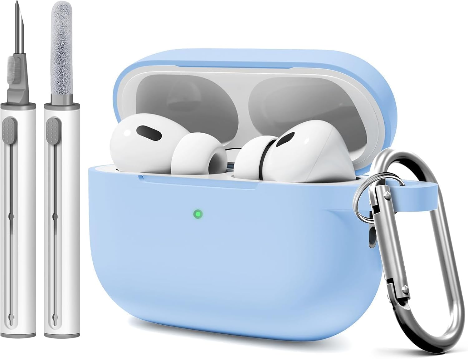 for AirPods Pro 2 Case with Cleaner Kit, Compatible with Airpods Pro 2nd/1st Generation Case (USB-C Cable) with Keychain for Women and Men,Sky Blue