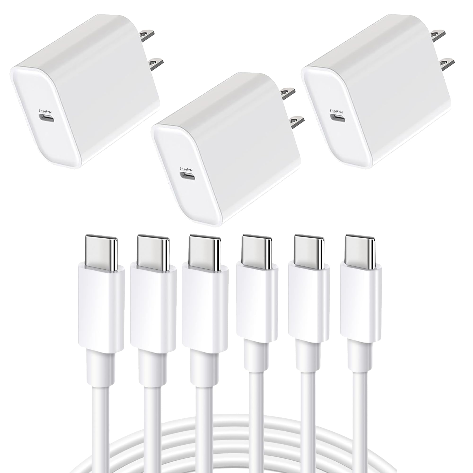 Phone Charger Fast Charging 3Pack 40W USB C Charger Fast Charging Block with 10FT USB C Cable
