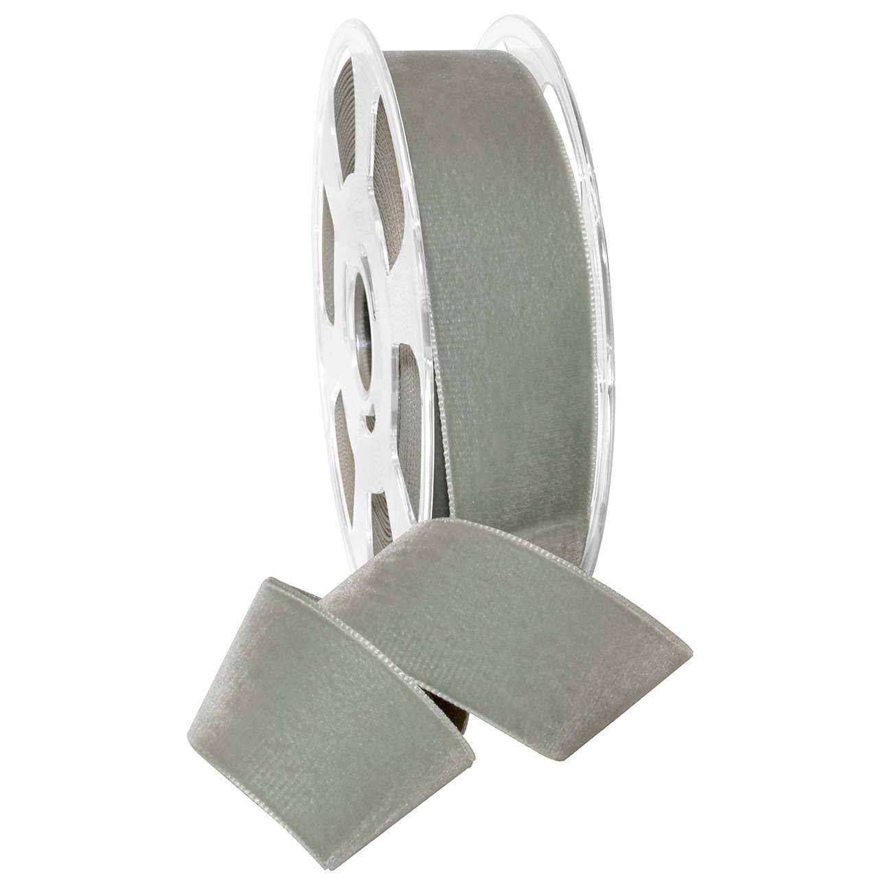Ruban de velours anti-effilochage Morex Ribbon Nylvalour gris 10m
