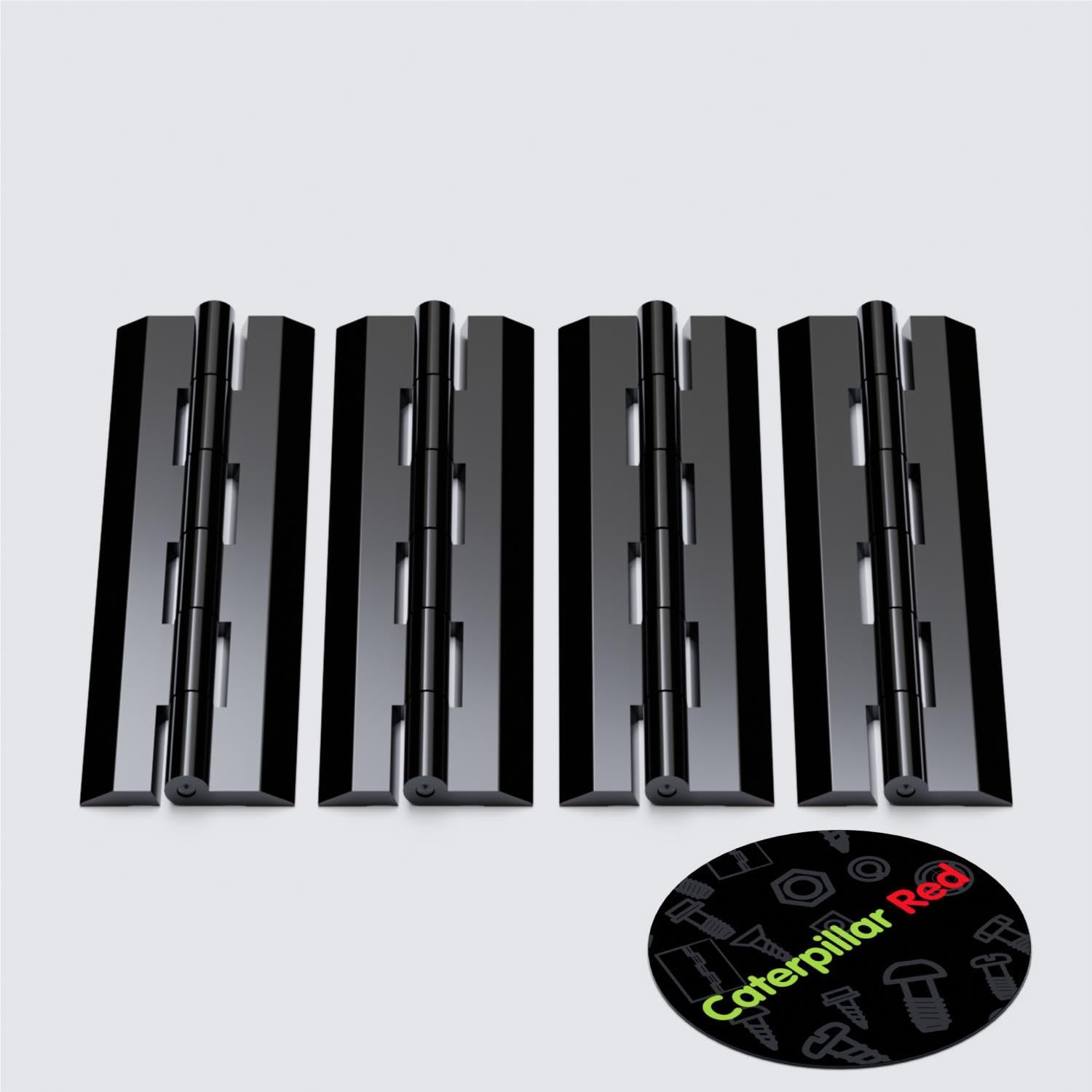 4x Charnières à piano acryliques noires 150 mm - auto-adhésives, aucune colle requise
