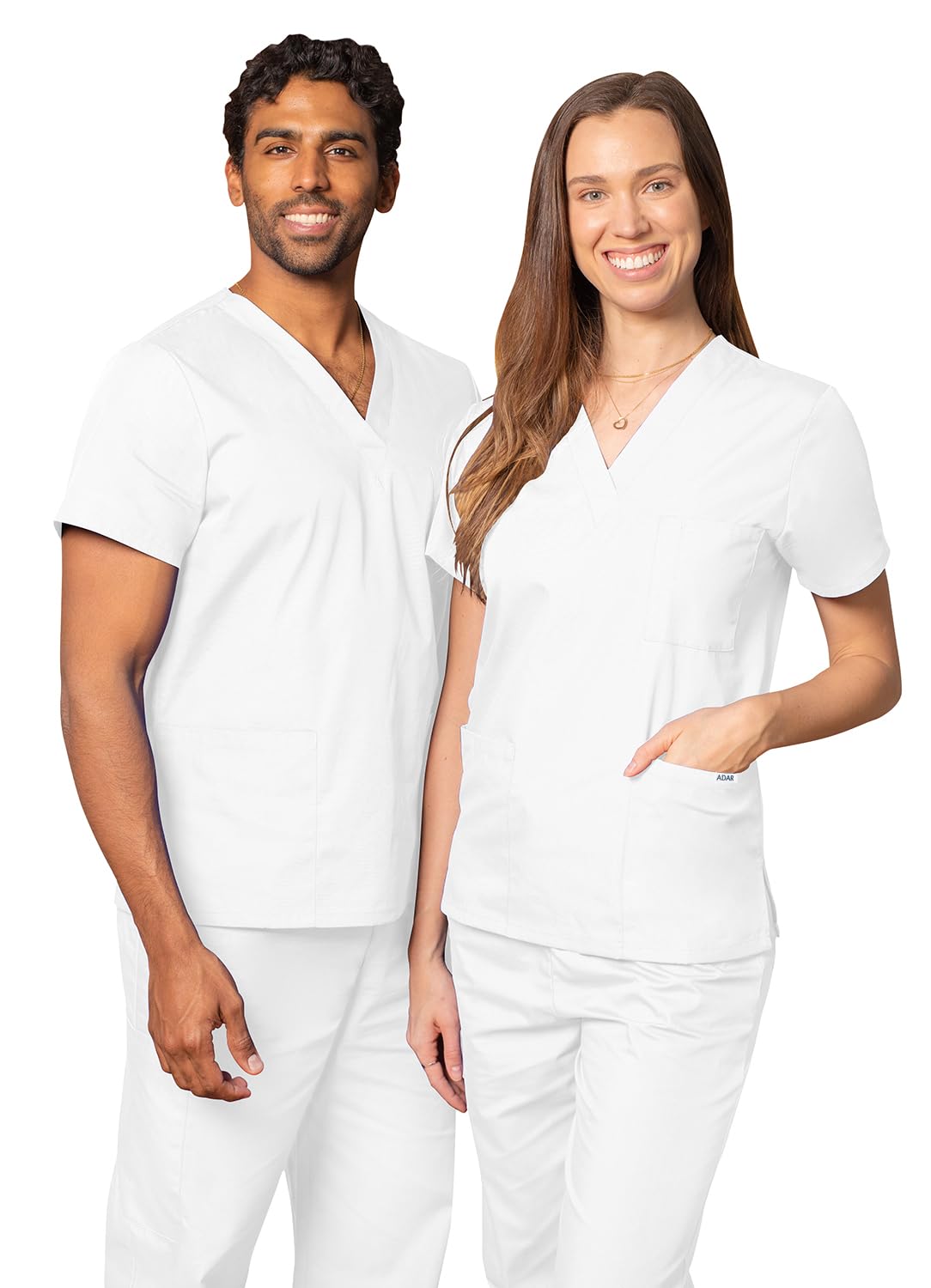 Adar Casaca médica Unisex - Casaca Sanitaria con Cuello en v