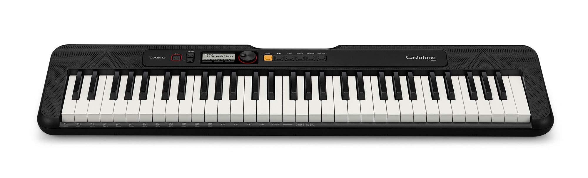 Casio CT-S200 BK Keyboard Starter Set (nowoczesna klawiatura z 61 klawiszami, w tym stojak na keyboard X, słuchawki i szkoła keyboardu) czarny