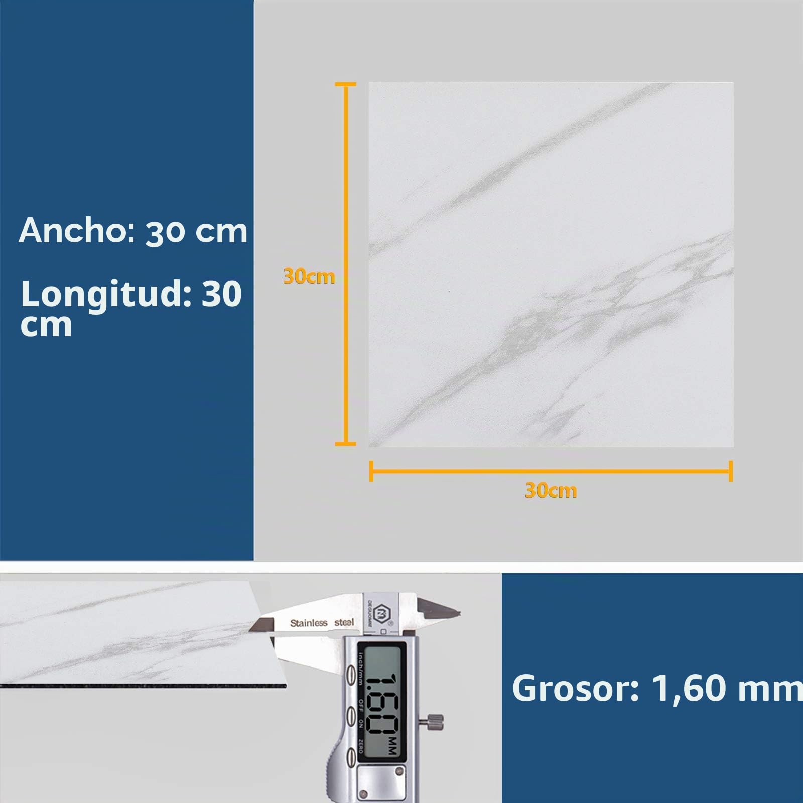 VEELIKE suelo vinilo autoadhesivo patrón de piedra blanca autoadhesivo azulejos adhesivos para suelo impermeable suelo de mármol cocina baño decoración renovación del hogar 30 cm x 30 cm 24 piezas
