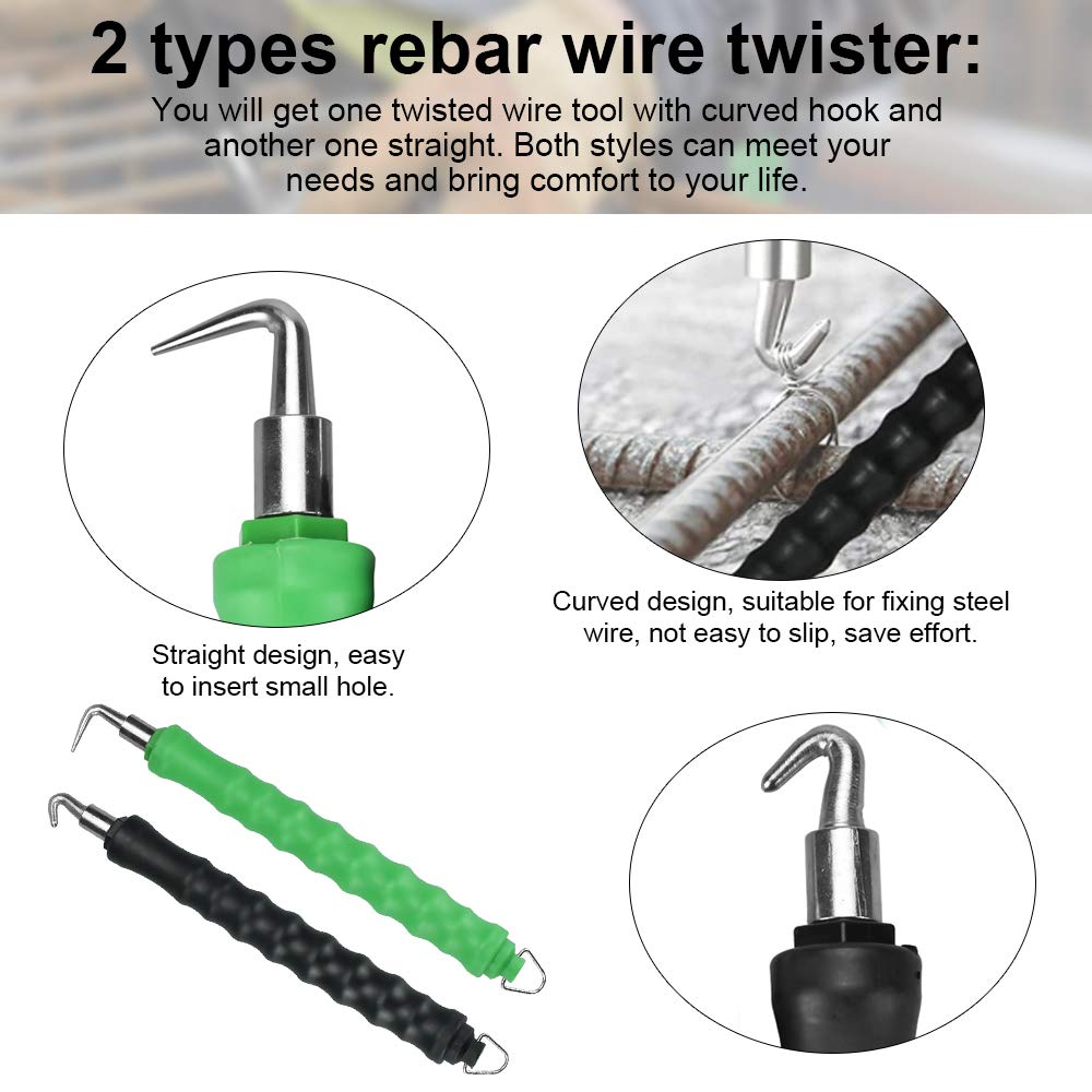 2 Pcs Rebar Wire Twister Semiautomático Trenzador Automático de Cables Twister de Alambre de Refuerzo Mecanismo de Torsión Twister con Mango de Plástico Suave para la Barras de Refuerzo