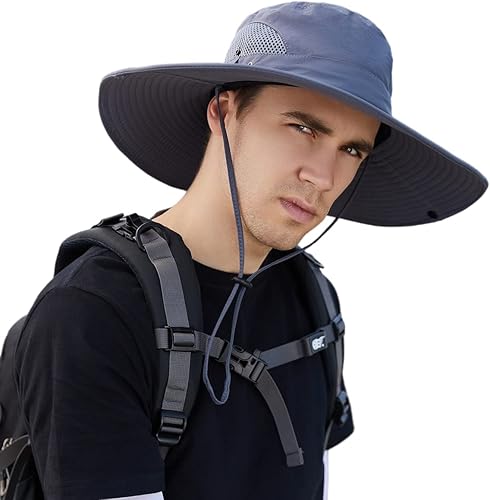 Sombreros de ala ancha con protección UV para hombres y mujeres, sombrero de pescador para pesca, senderismo, jardín, césped, trabajo, safari,