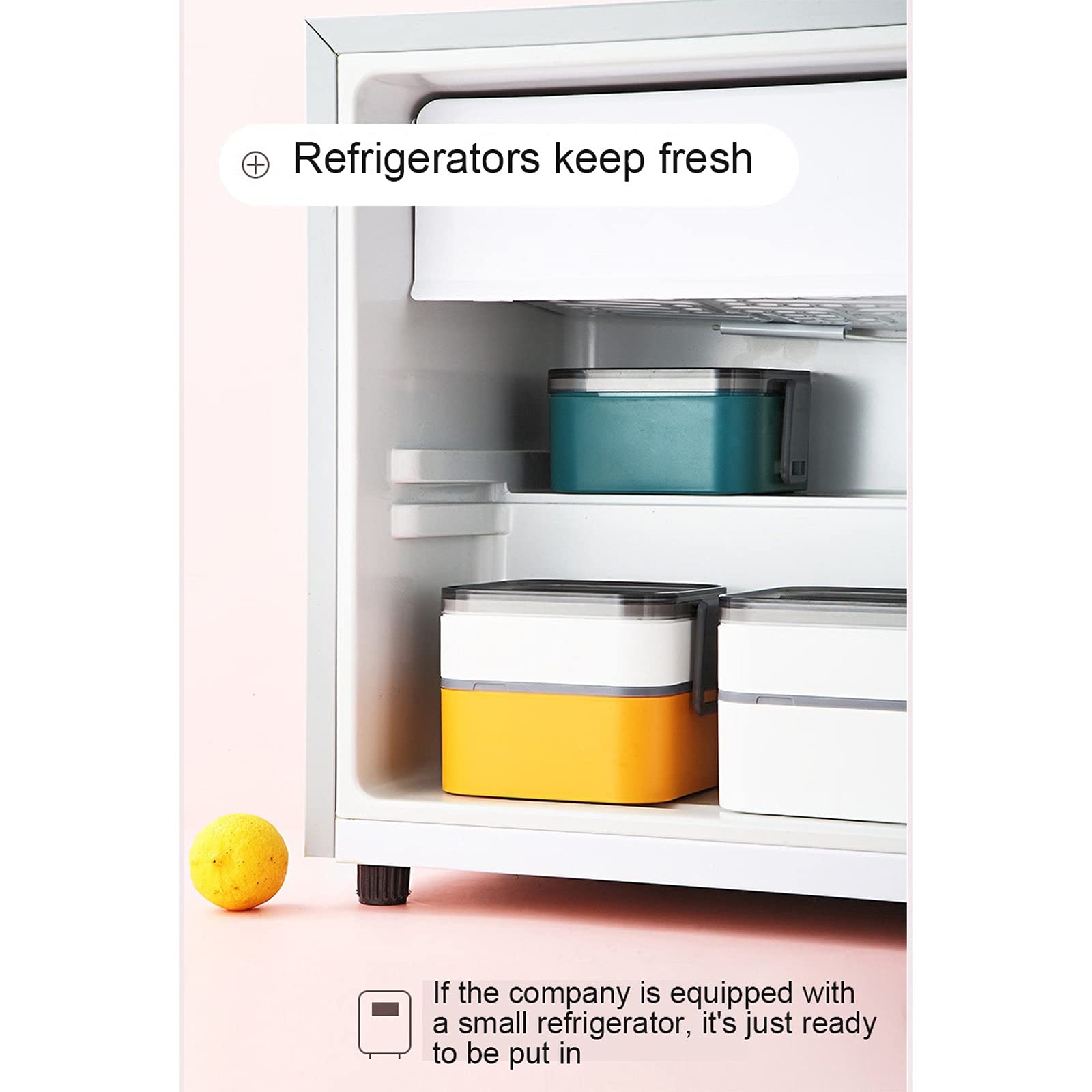 Brotdose, Bento-Boxen, einfache Lunchboxen, mikrowellengeeignet, separate tragbare Tischboxen(Green,500ml 800ml)