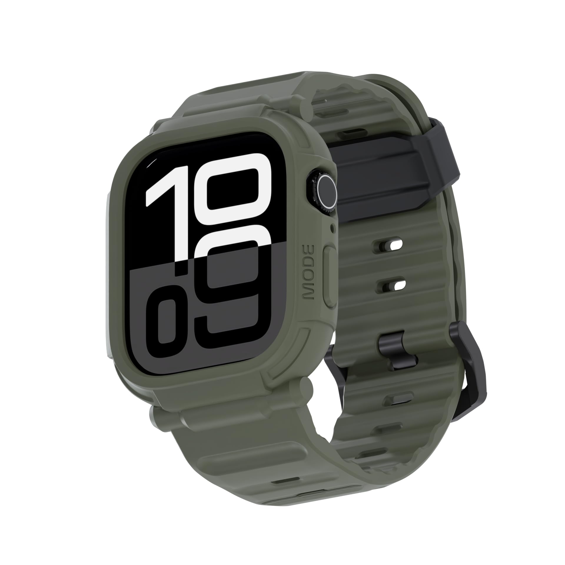elkson Bands Case for Apple Watch Series 9 45mm SE 44mm Men, Rugged Heavy Duty Bumper Tactical Strap Quattro Pro 2.0 Series iWatch, Military Grade Durable Protective Cover, Shock Proof, Green